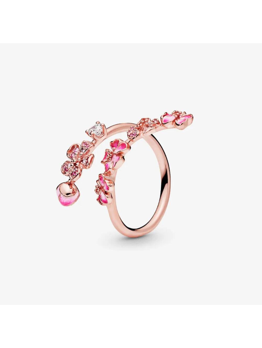Pandora Floral Ring | Rose Gold Sparkle | Feminine, Elegant Statement Sz US7/N